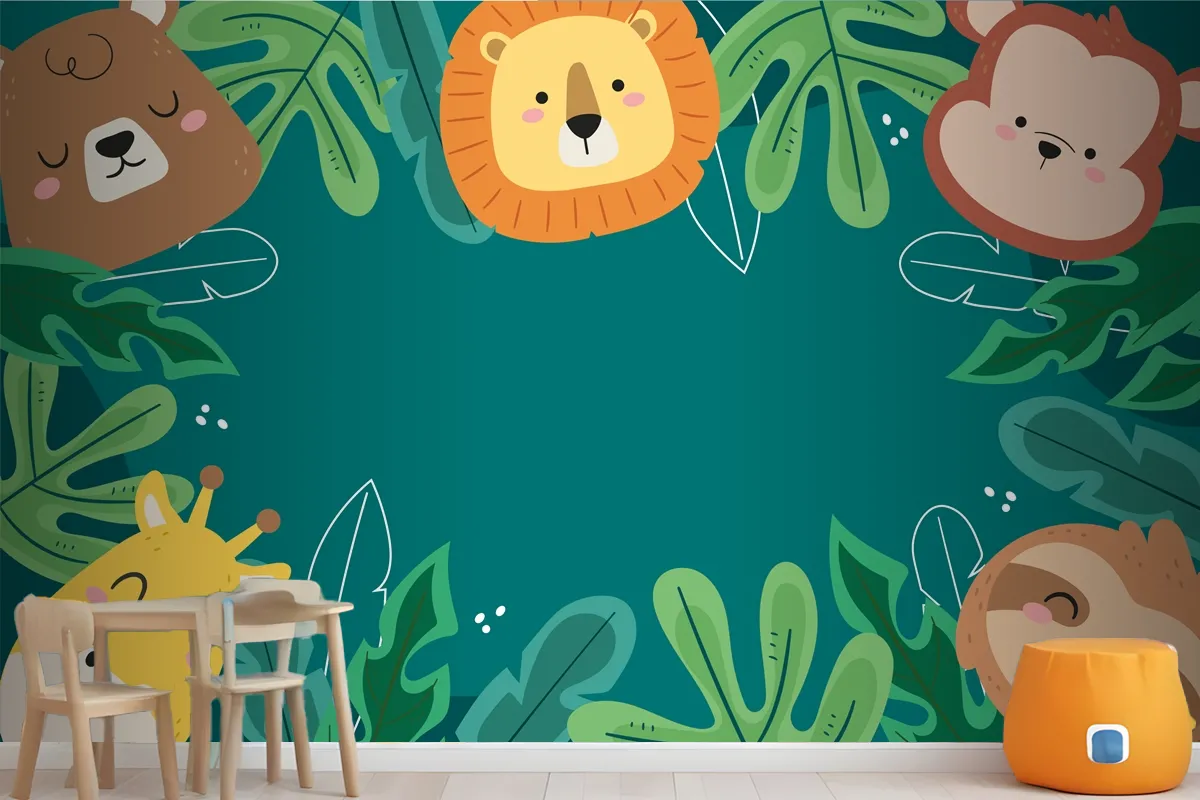 Flat Background For World Wildlife Day With Flora And Fauna Wallpaper Mural