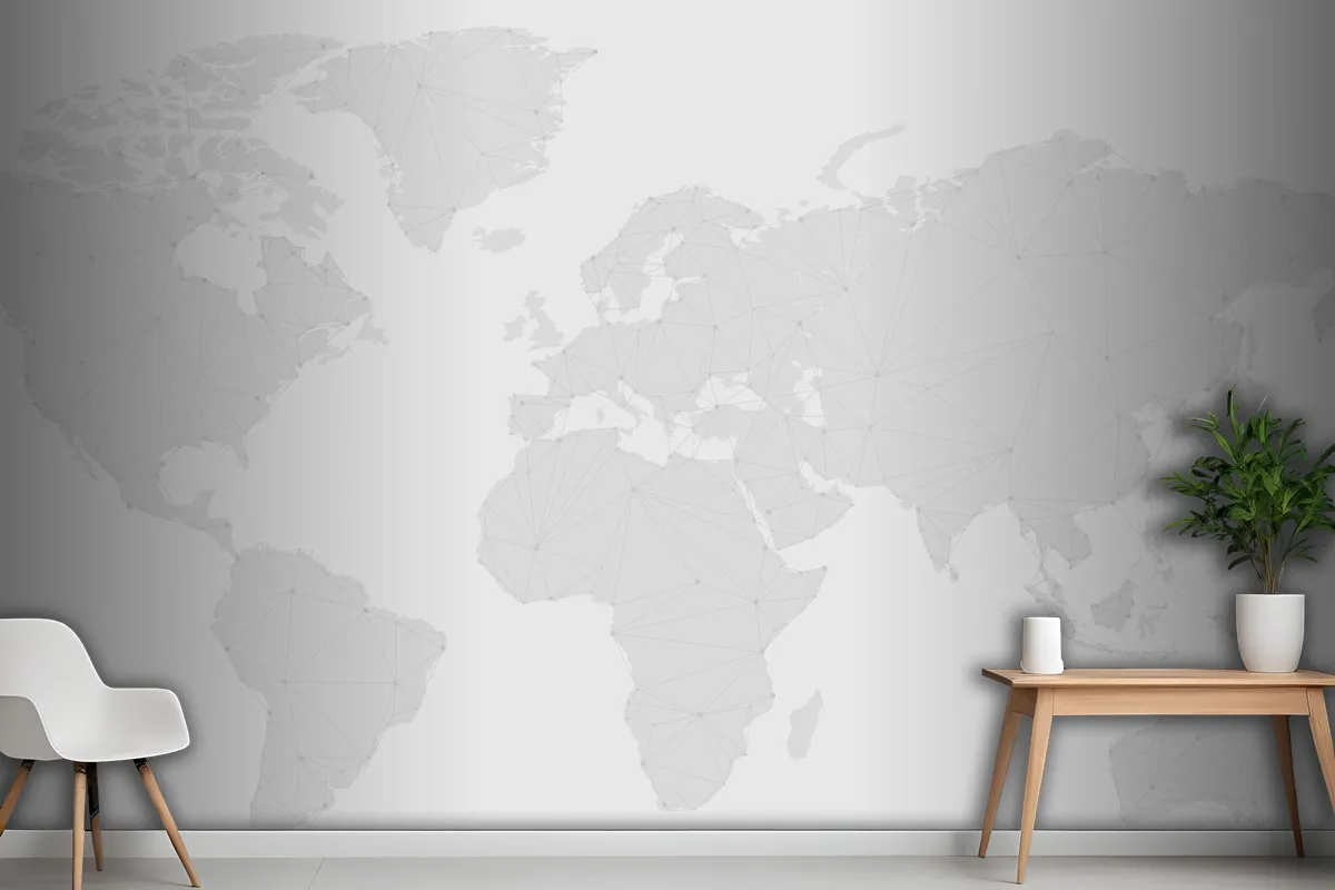 Worldwide Connection Gray Background Wallpaper Mural