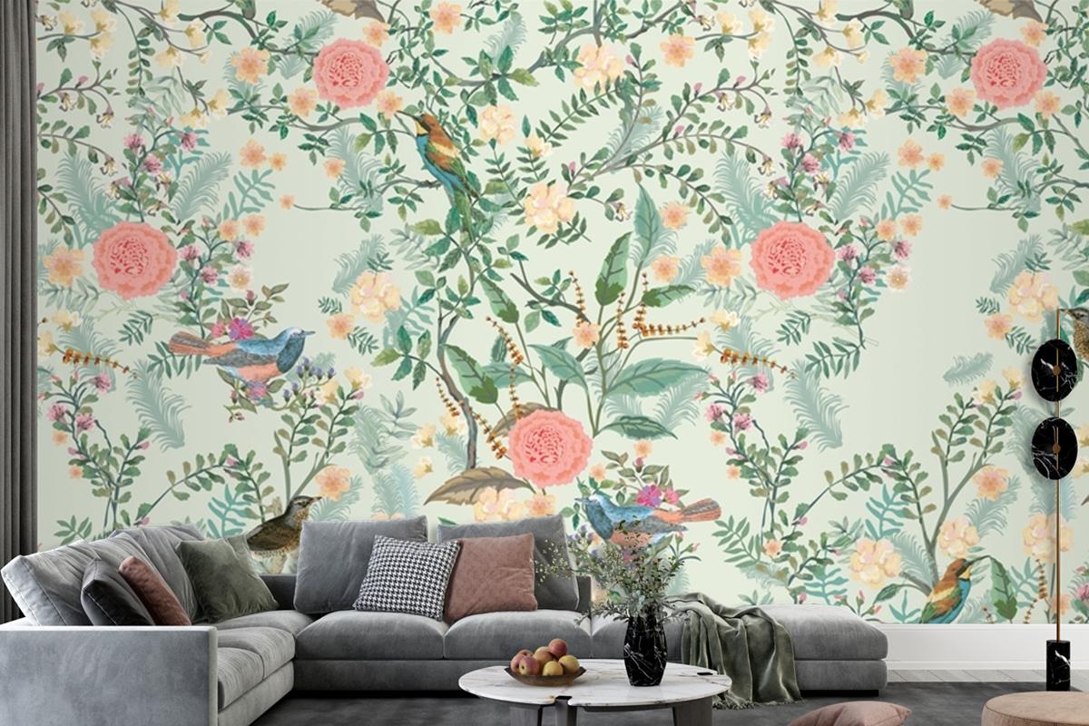 Vintage Decorative Garden Seamless Pattern For Wallpaper Mural