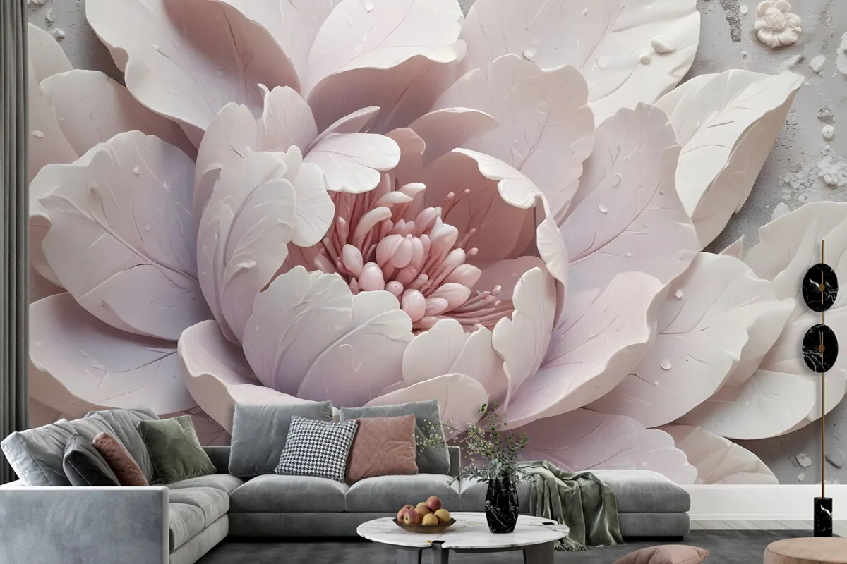 3D Look Soft Floral Wallpaper Mural