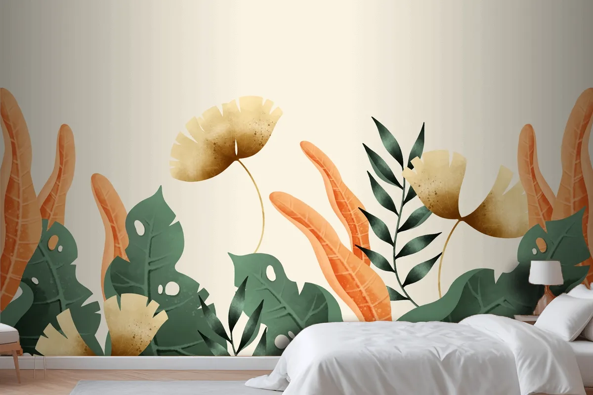 Hand Drawn Vintage Garden Background Wallpaper Mural