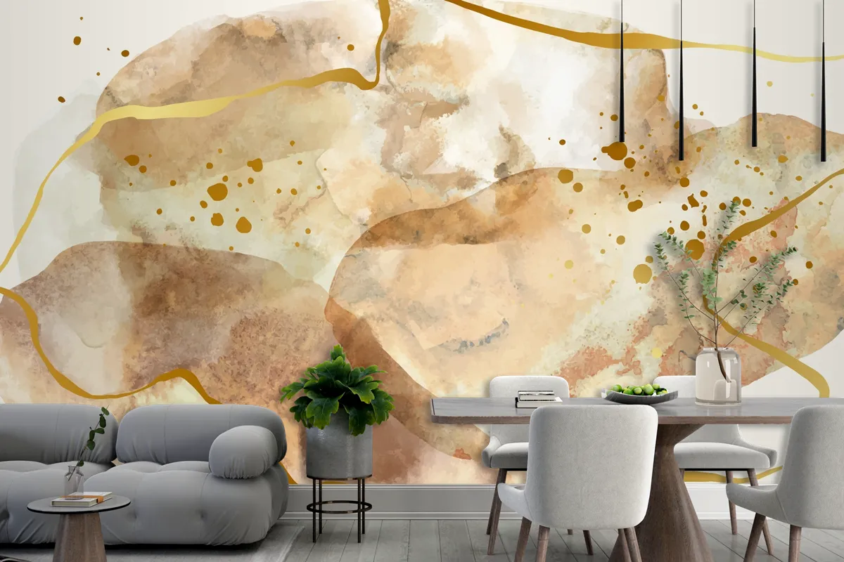 Neutral Watercolor Background Dining Room Wallpaper Mural