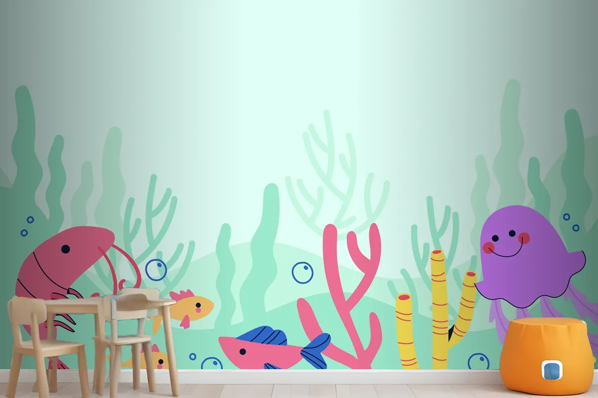 Flat World Oceans Day Background Wallpaper Mural