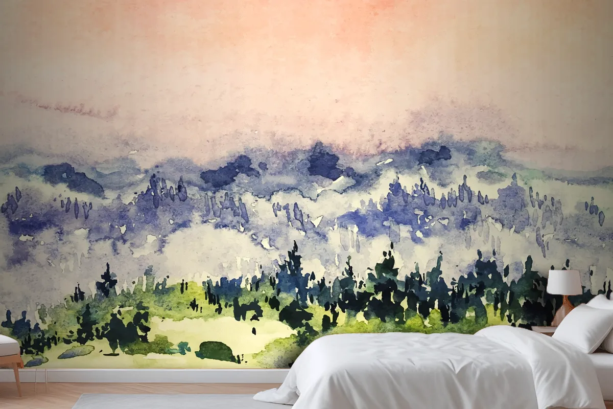 Abstract Watercolor Landscape Background Wallpaper Mural