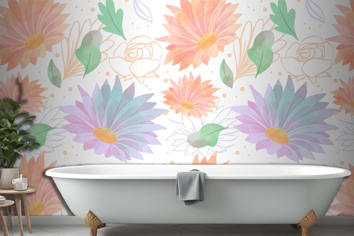 Floral Background With Soft Colors Wallpaper Mural