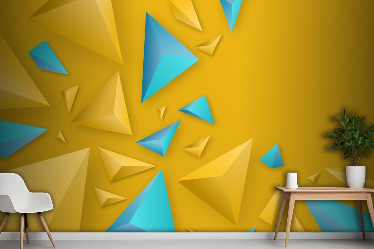 3D Triangle Background With Vivid Colors Wallpaper Mural