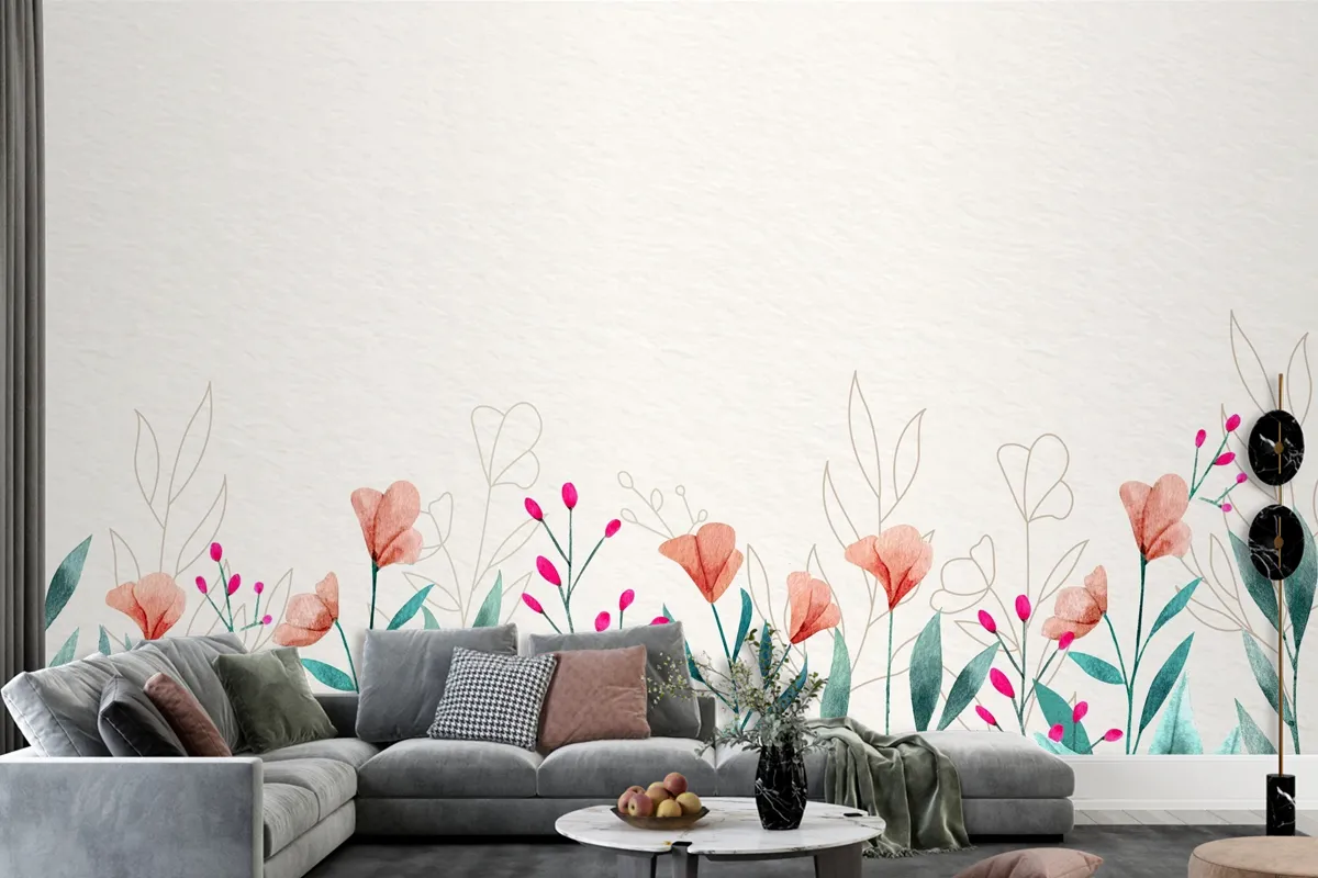 Watercolor Floral Wallpaper Concept Wallpaper Mural