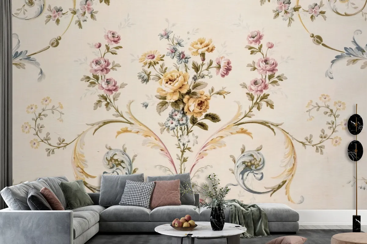 Bed Of Roses Floral Antique Wallpaper Mural