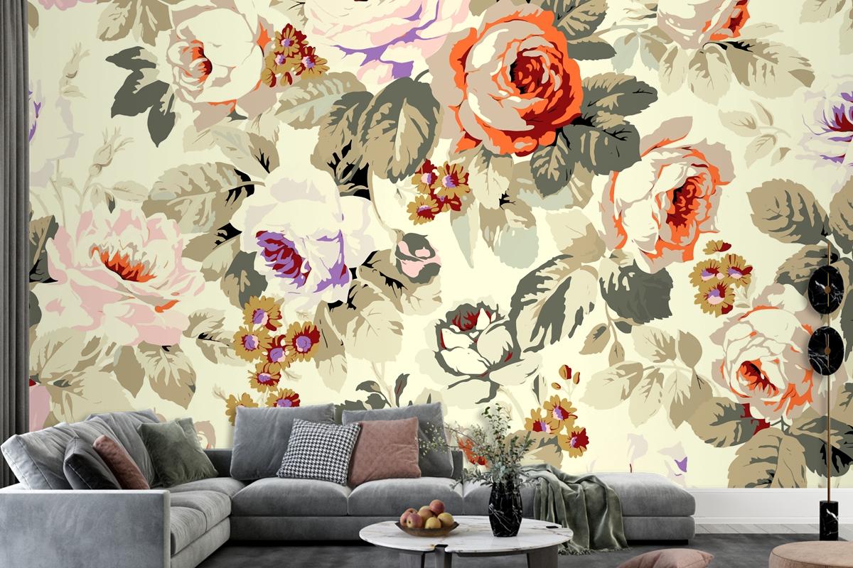 Flowers Repeat Pattern Design Wallpaper Mural