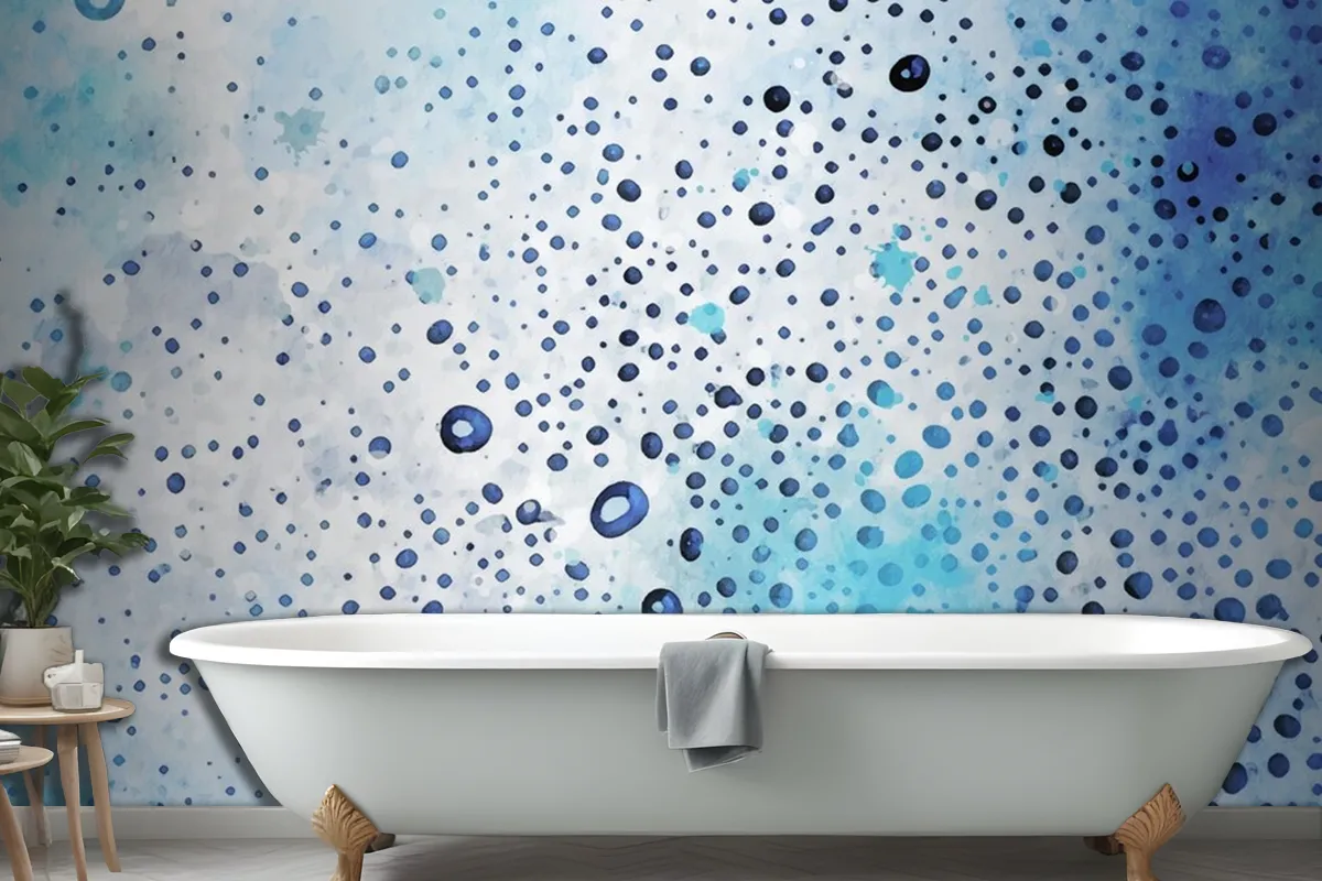 Bubble Dot Watercolor Texture Bathroom Wallpaper Mural