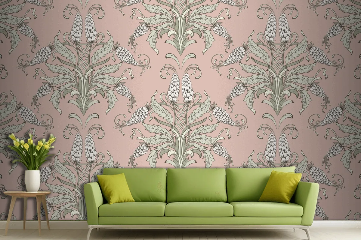 Damask Seamless Emboss Pattern  Wallpaper Mural