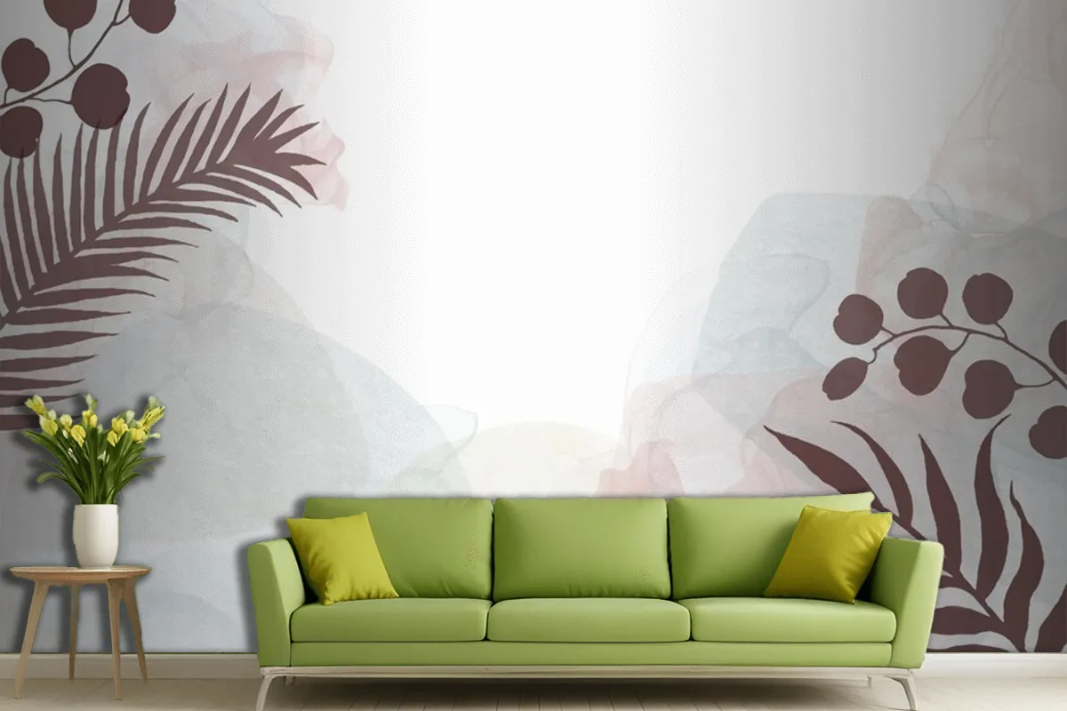 Decorative Watercolour Hand Painted Background With Floral Design Living Room Wallpaper Mural