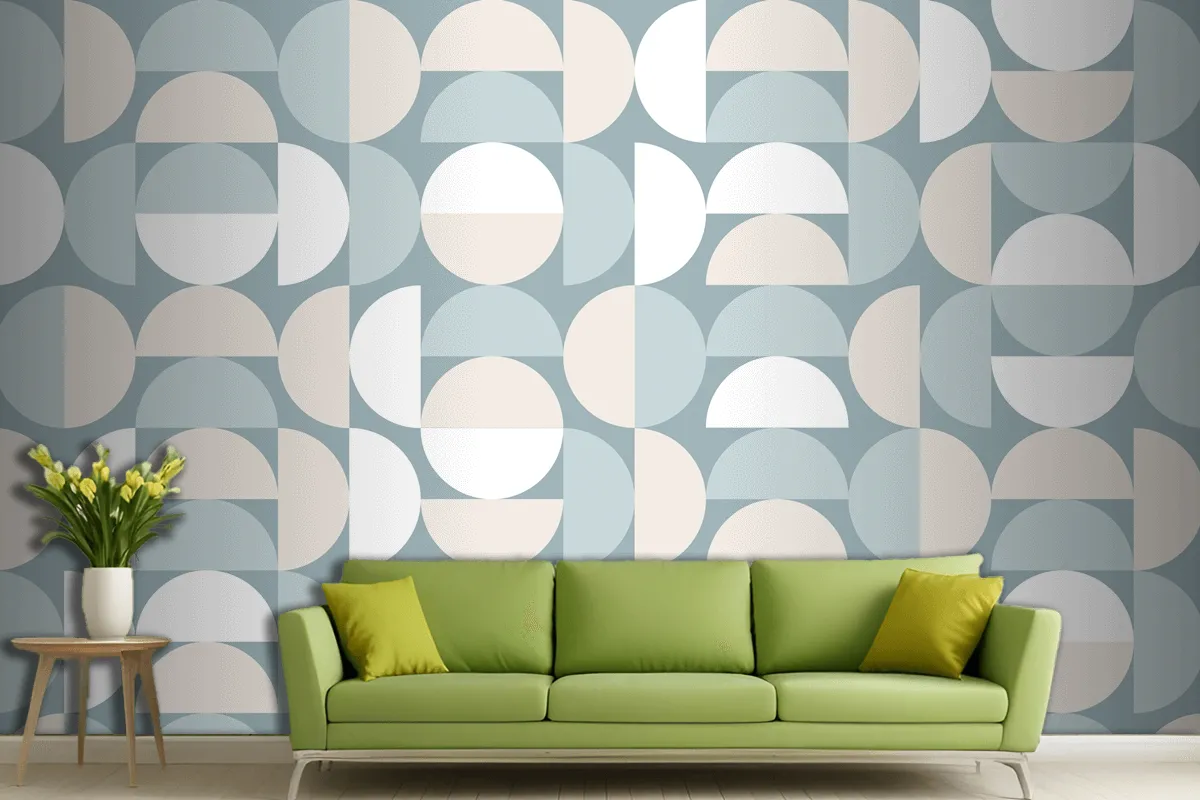 Flat Design Color Blocking Pattern Living Room Wallpaper Mural