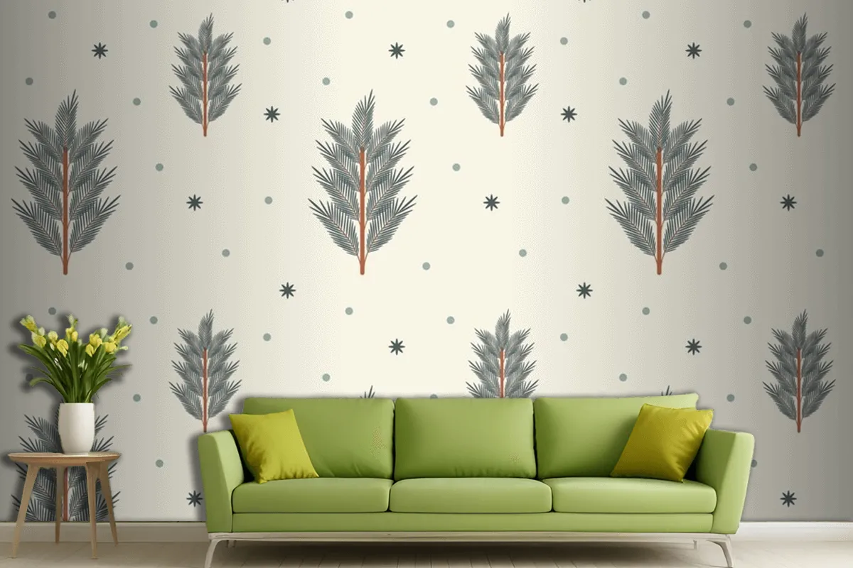 Flat Of Christmas Tree Seamless Pattern Living Room Wallpaper Mural