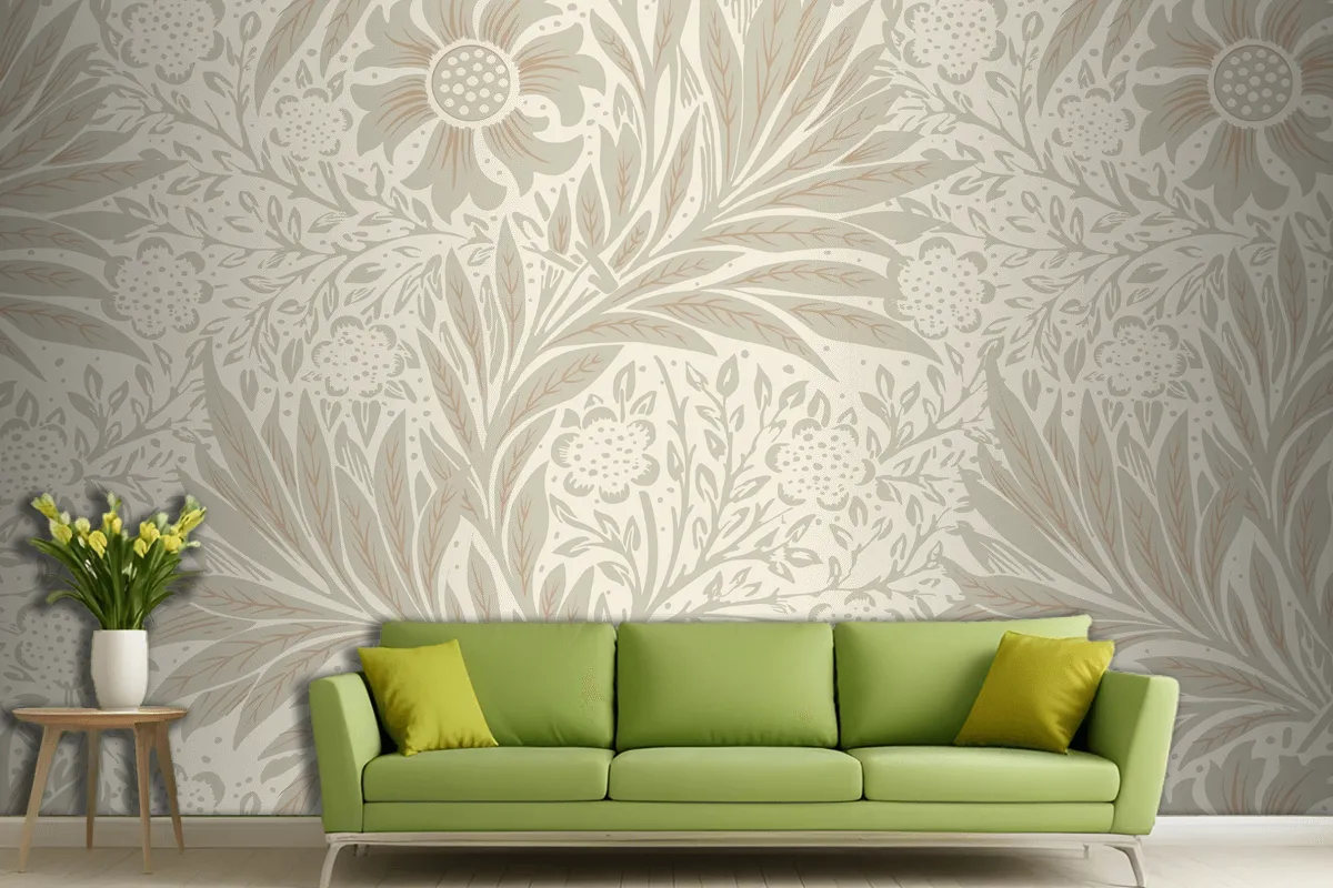 Floral Pattern Living Room Wallpaper Mural