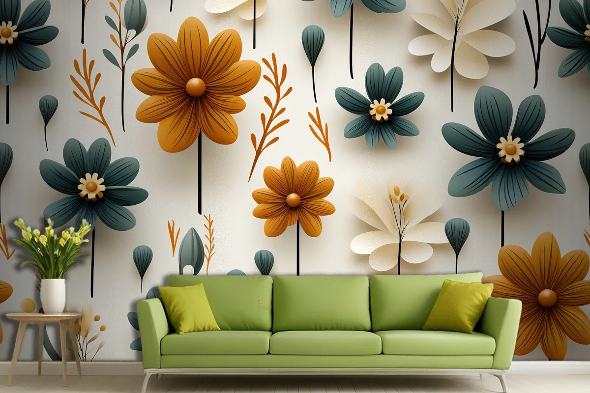 Floral Seamless Pattern Delicate And Vibrant Blooms Wallpaper Mural