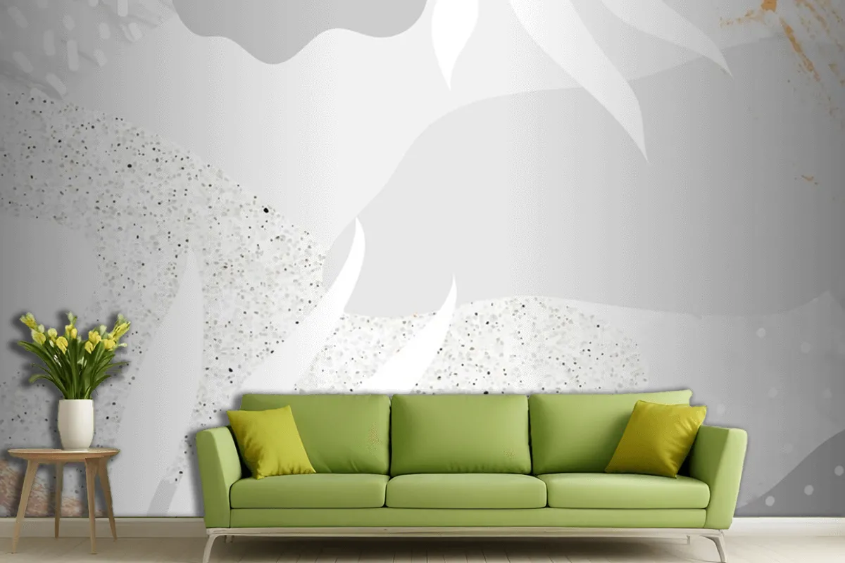 Grayish Botanical Memphis Pattern Background Wallpaper Mural