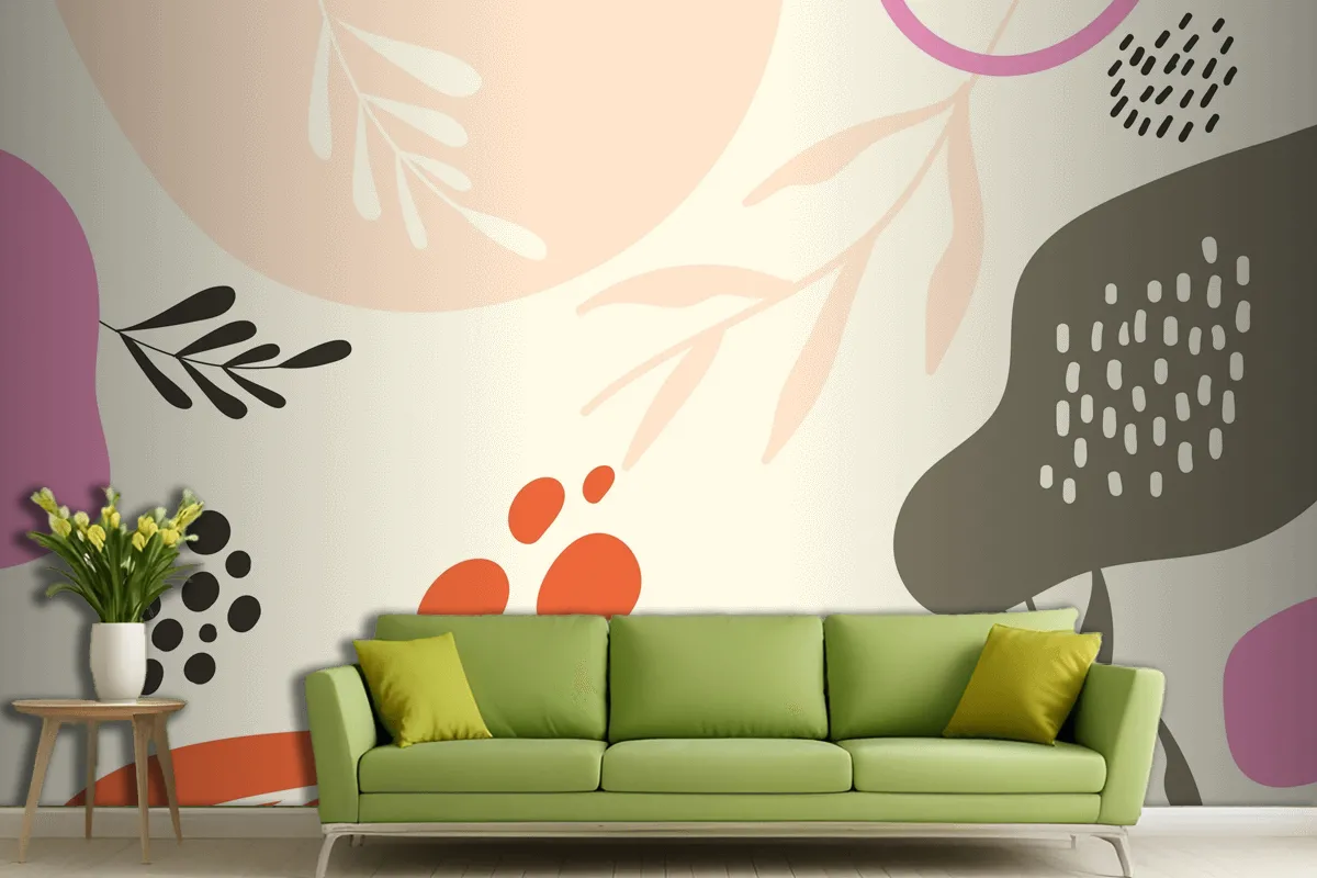 Hand Drawn Flat Design Abstract Doodle Living Room Wallpaper Mural