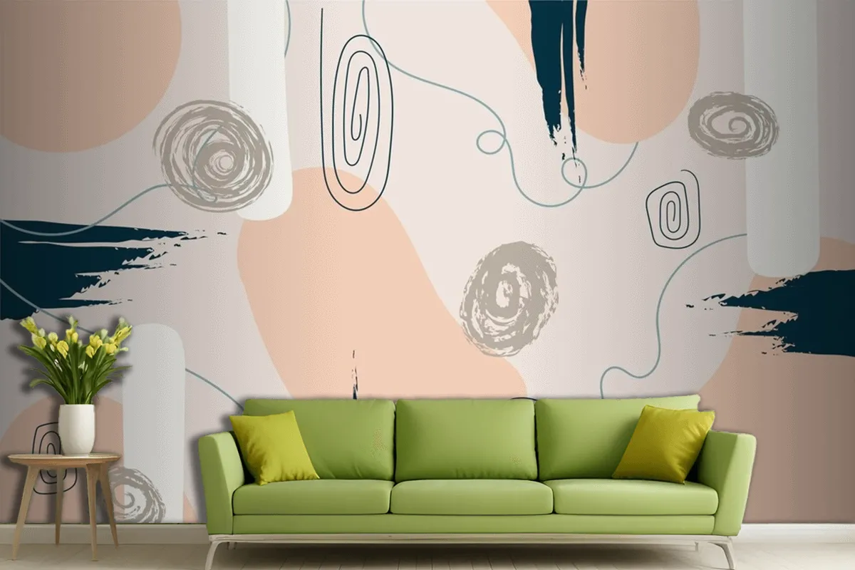 Hand Drawn Minimal Background Living Room Wallpaper Mural