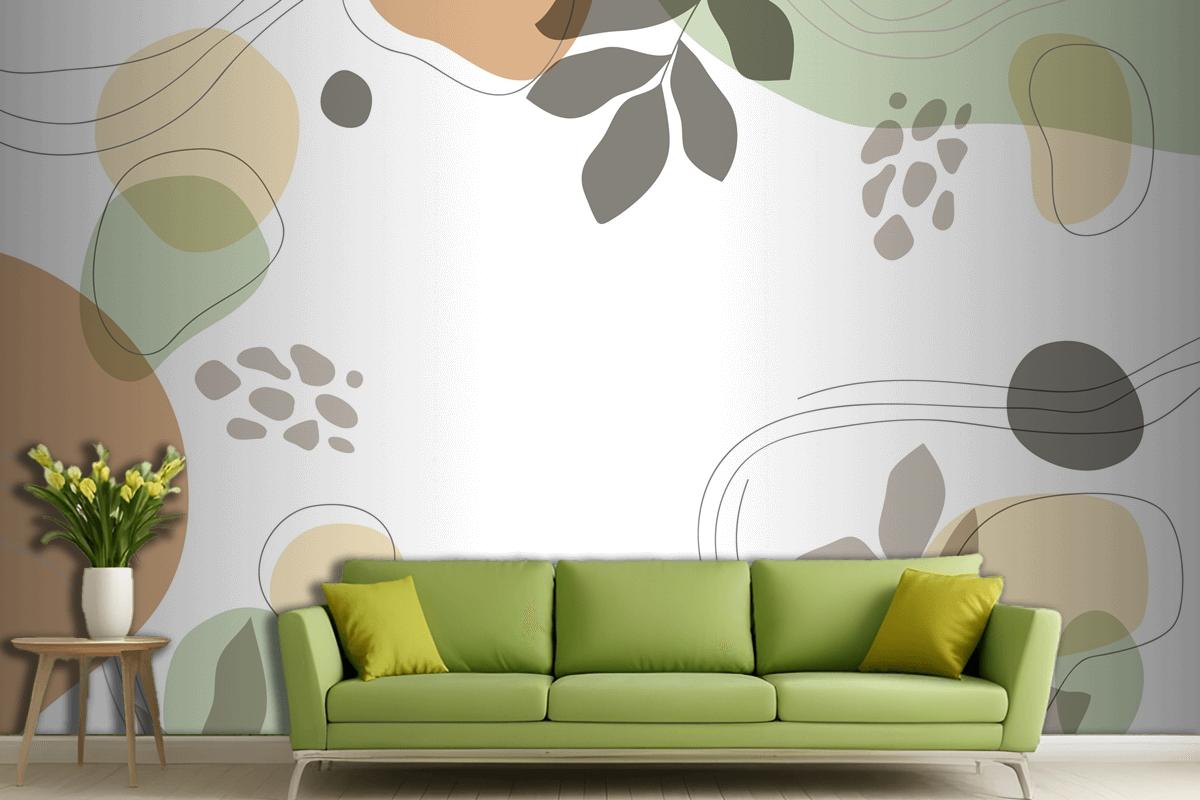 Hand Drawn Minimal Living Room Wallpaper Mural