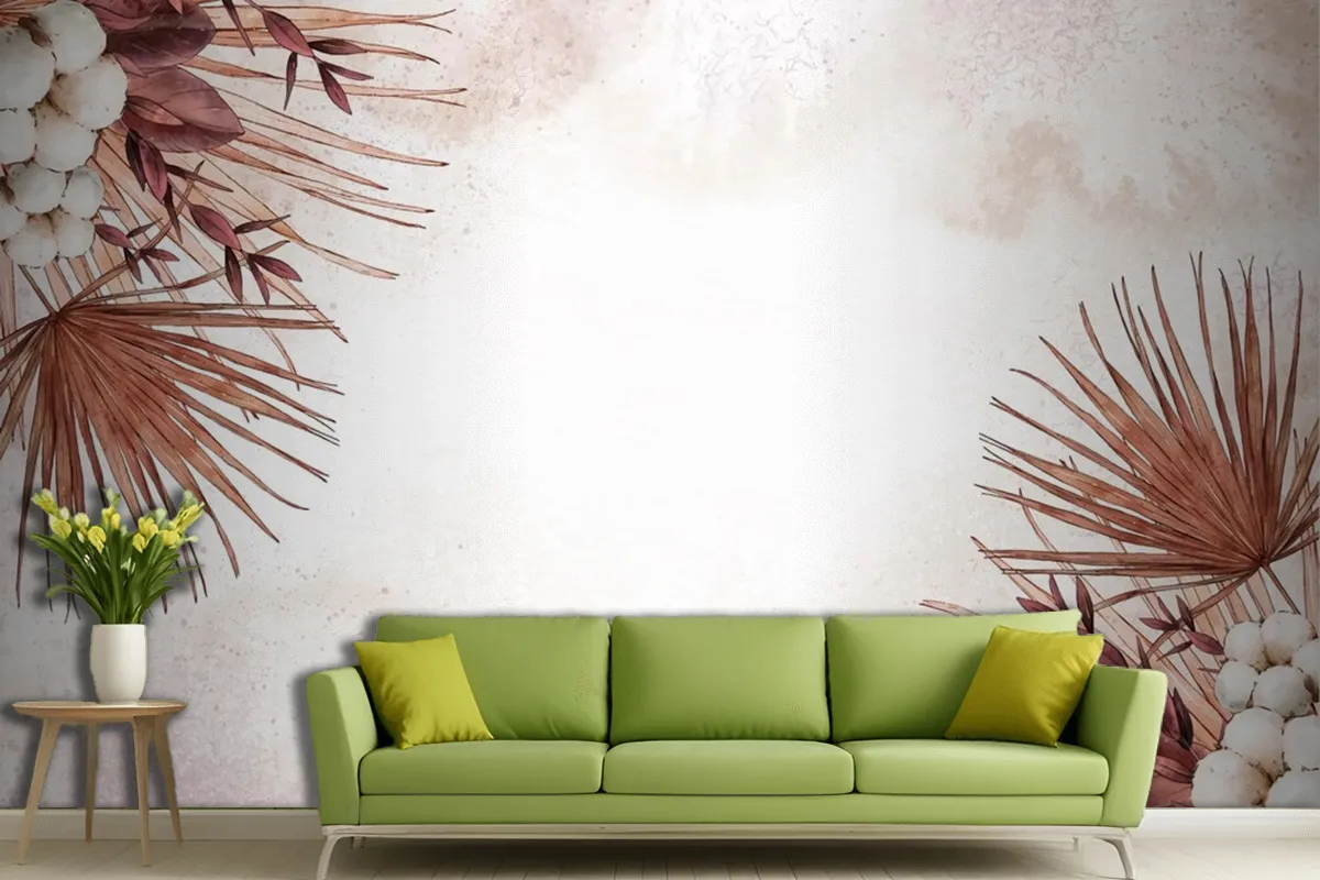 Hand Painted Watercolor Nature Background With Empty Space Living Room Wallpaper