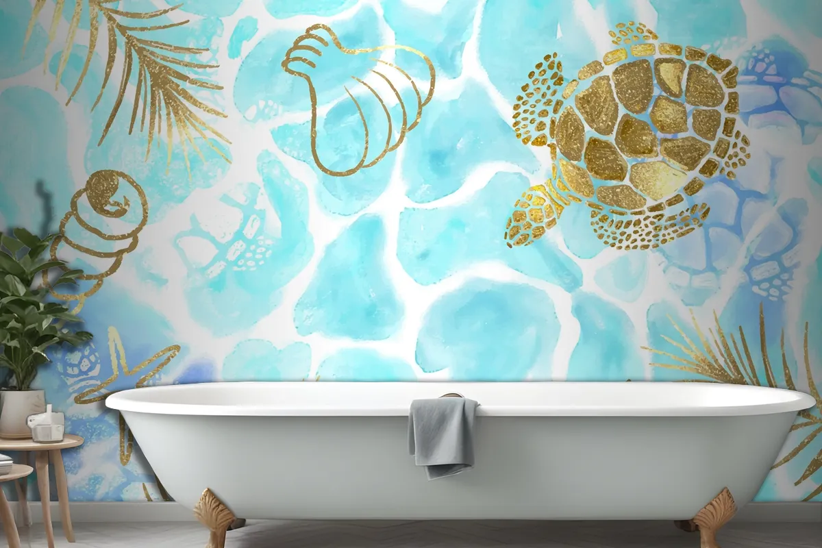 Hand Painted Watercolor Summer Background Bathroom Wallpaper Mural