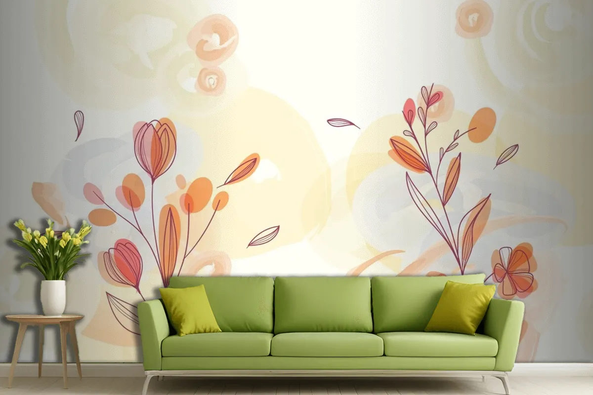 Natural Hand Painted Floral Background Living Room Wallpaper Mural