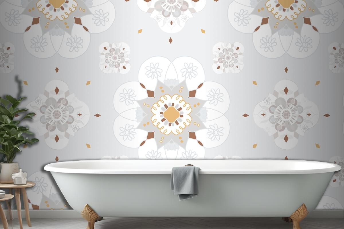 Oriental Mandala Floral Pattern Wallpaper Mural