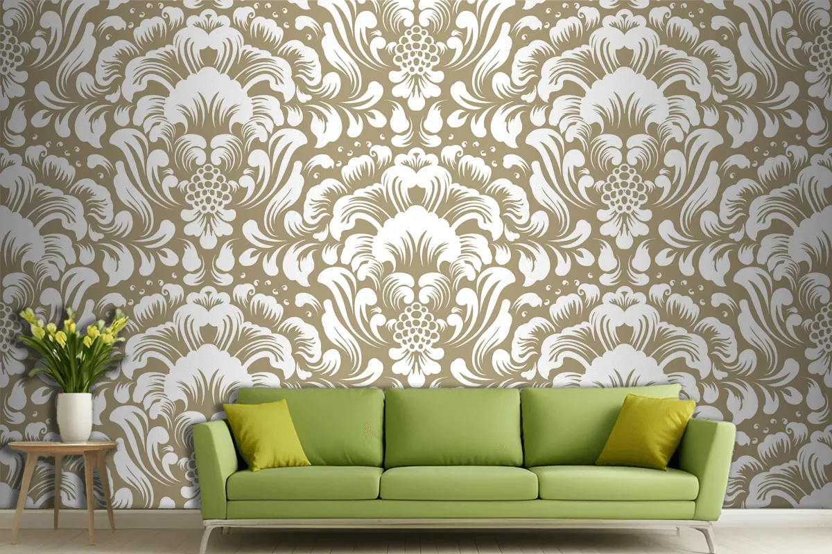 Ornamental Damask Seamless Pattern Wallpaper Mural