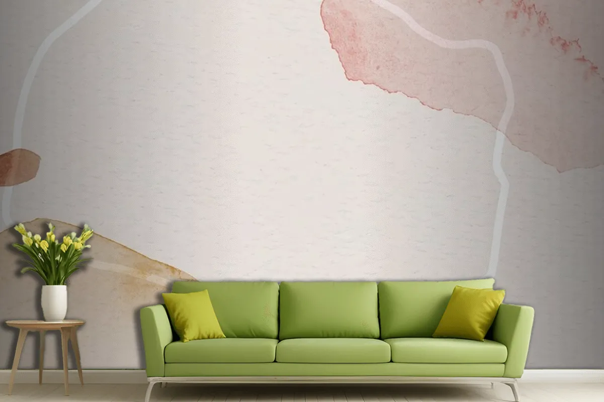 Pink And Brown Watercolor Patterned Background Template Living Room Wallpaper Mural