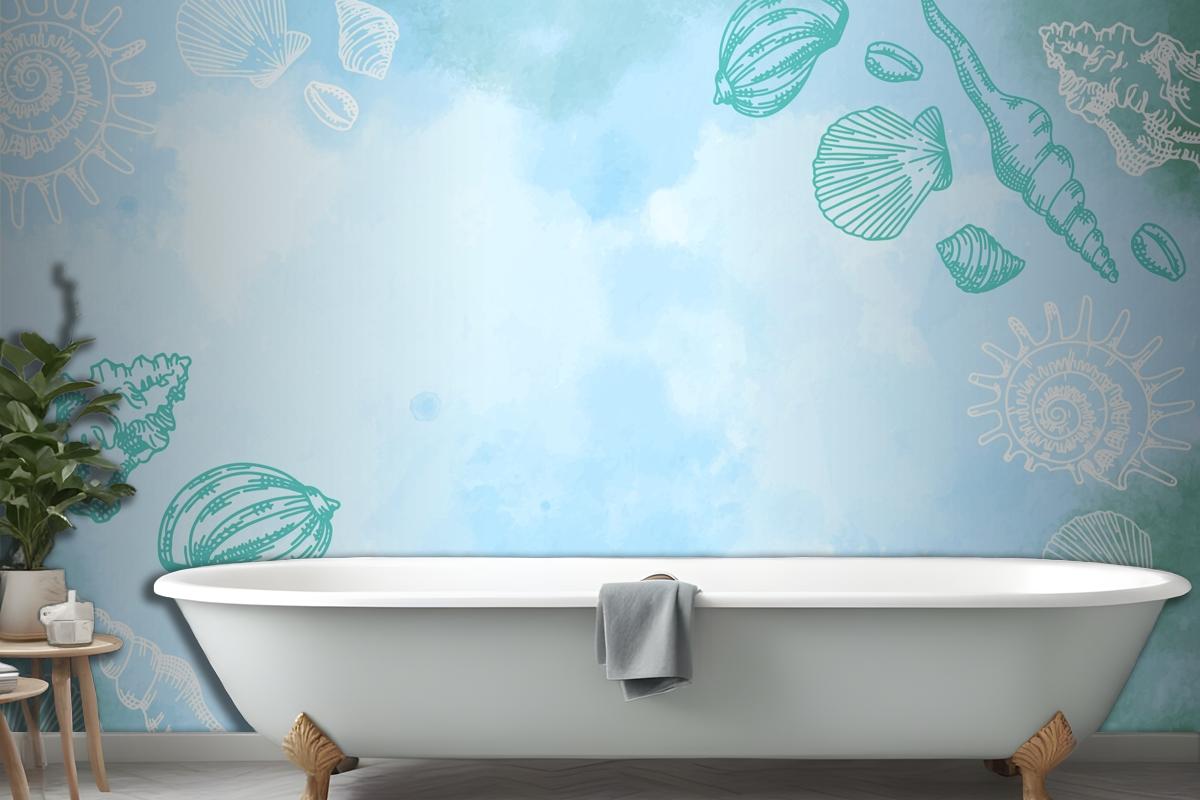 Powder Pastel With Hand Drawn Elements Wallpaper Mural