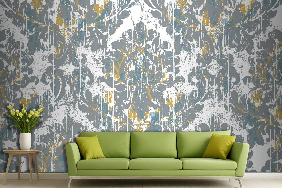 Royal Vintage Grunge Style Damaged Retro Wallpaper Mural