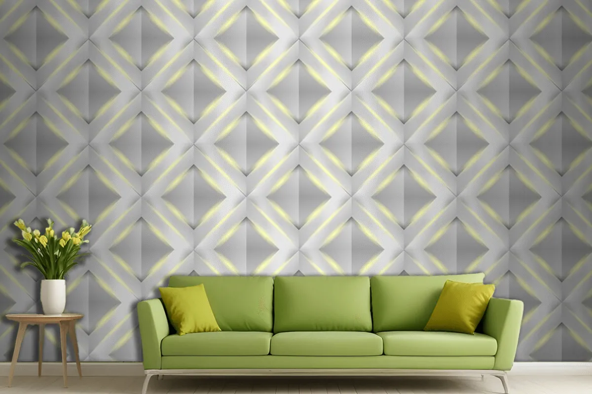 Shiny White 3D Geometric Polygon Triangle Pattern Living Room Wallpaper Mural