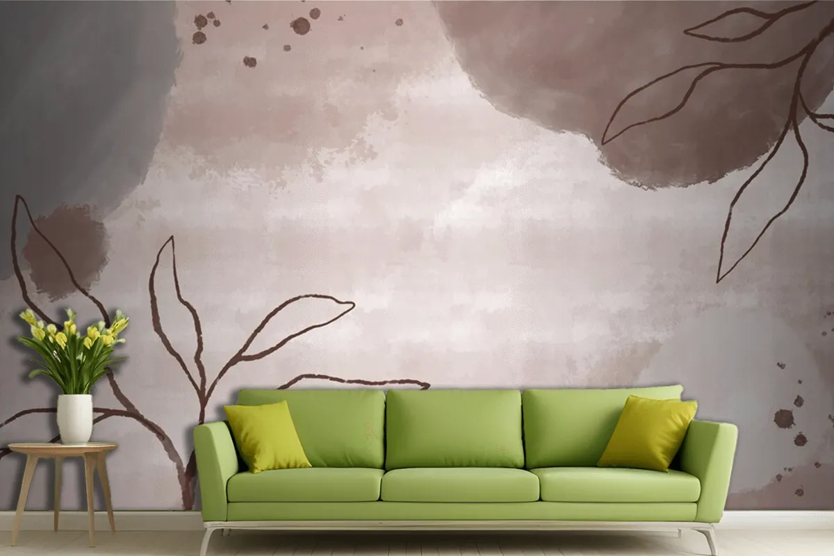 Vector Abstract Background Memphis Elegant Floral Line Art Living Room Wallpaper Mural