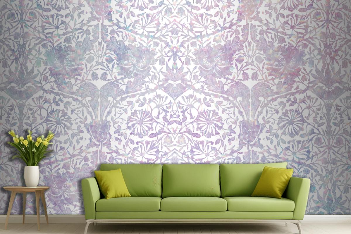 Vintage Floral Holographic Pattern Remix Wallpaper Mural