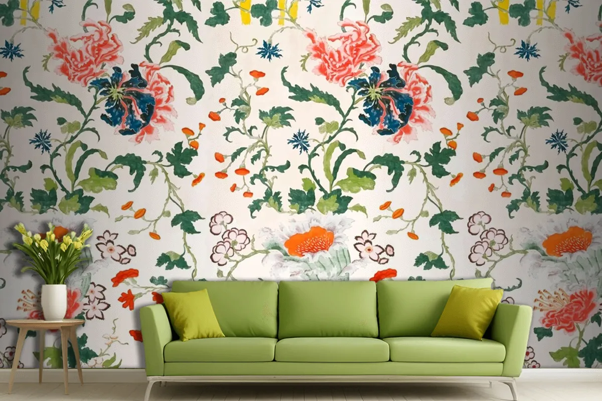 Vintage Floral Pattern Background Living Room Wallpaper Mural