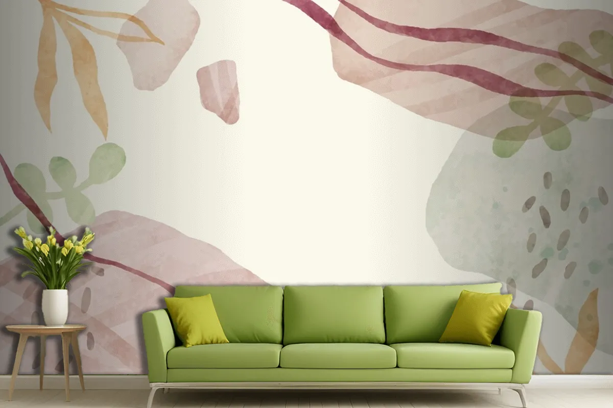 Watercolor Abstract Doodle Background Living Room Wallpaper Mural