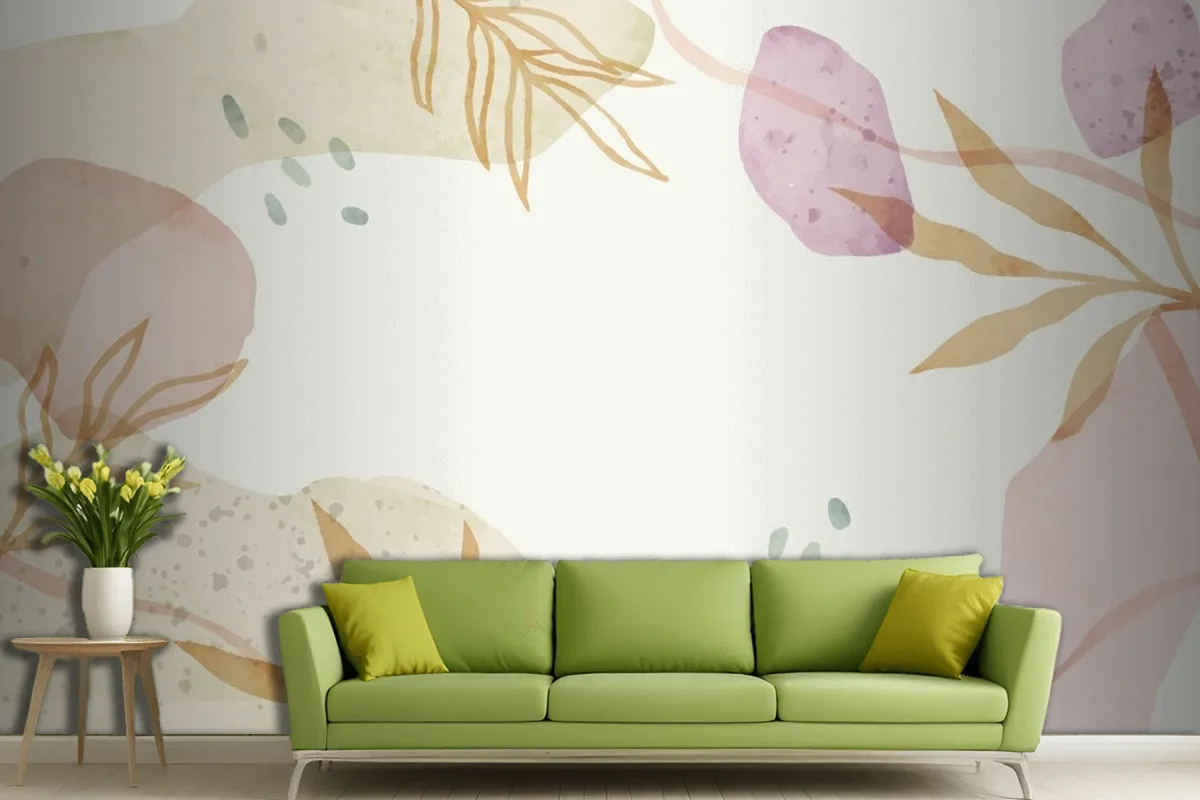 Watercolor Abstract Doodle Wallpaper Mural