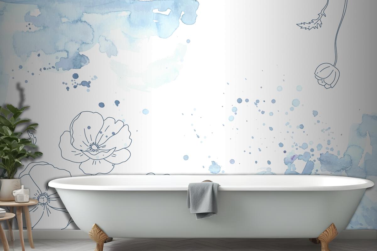 Watercolor Abstract Floral Wallpaper Mural