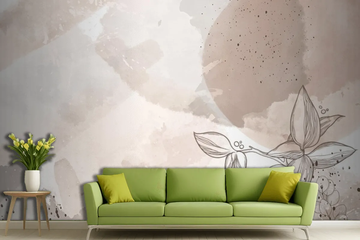 Watercolor Hand Drawn Flowers Living Room Wallpaper Mural