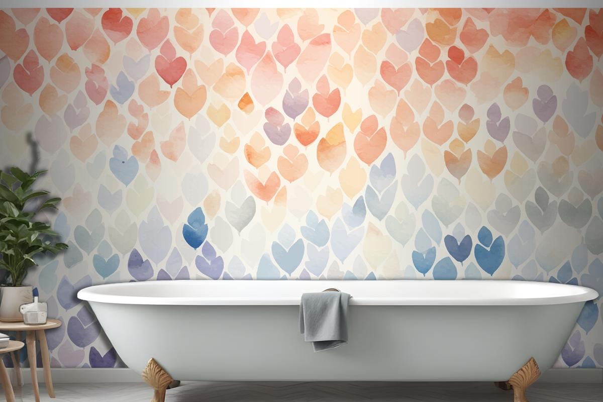 Watercolor Pattern With Flowers Wallpaper Mural