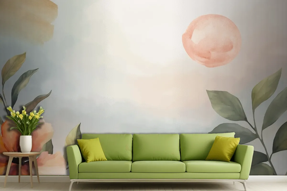 Watercolor Soft Earth Tones Background Living Room Wallpaper Mural