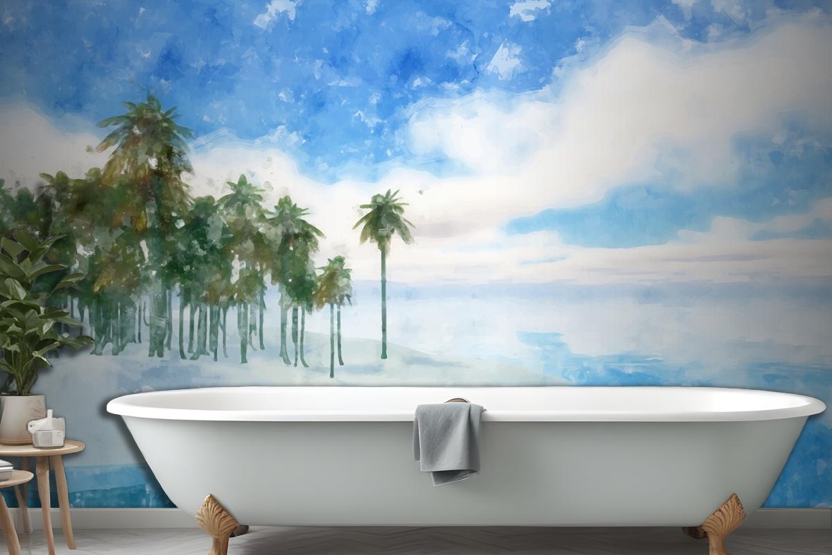 Watercolor Summer Tropical Background Wallpaper Mural