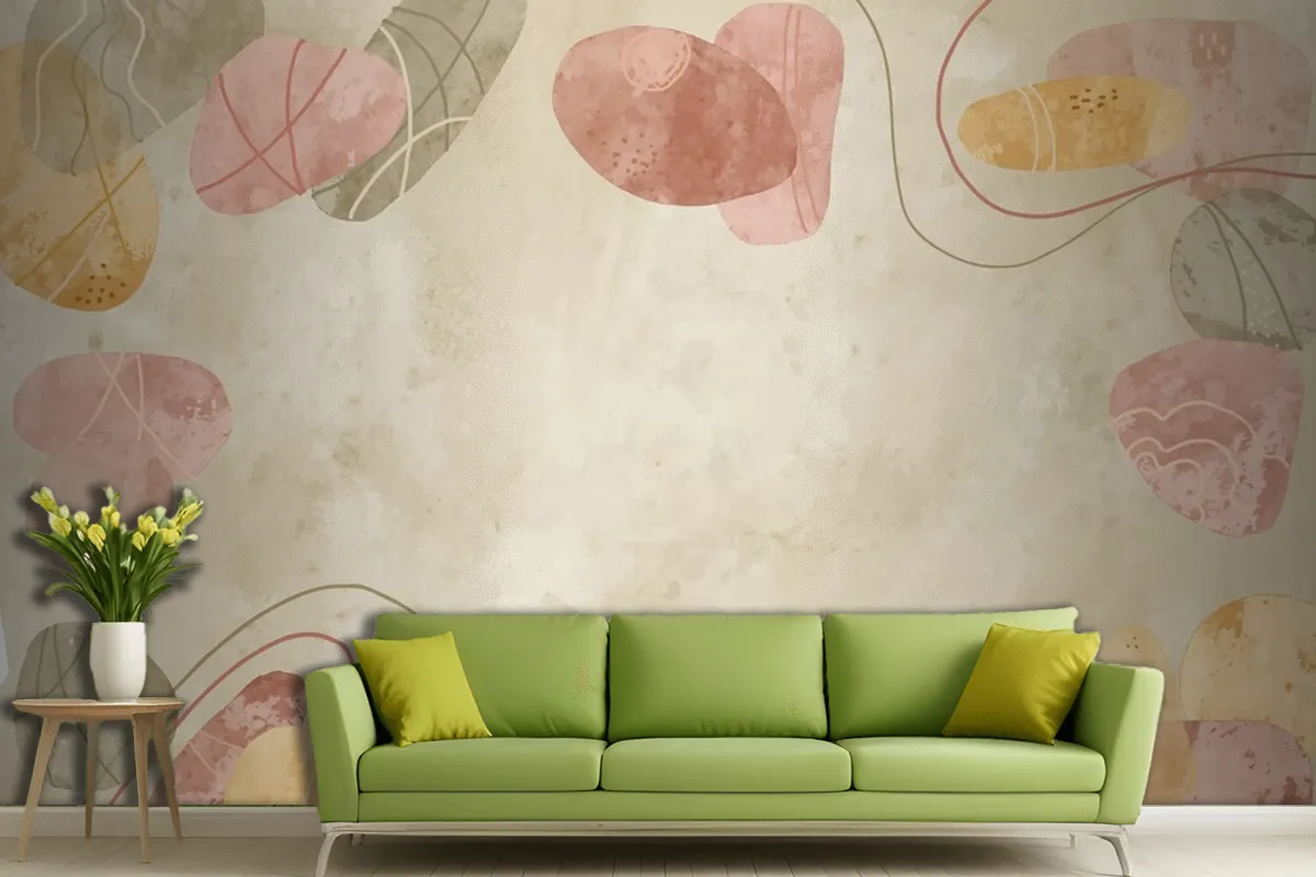 Watercolor Terracota Background Living Room Wallpaper Mural