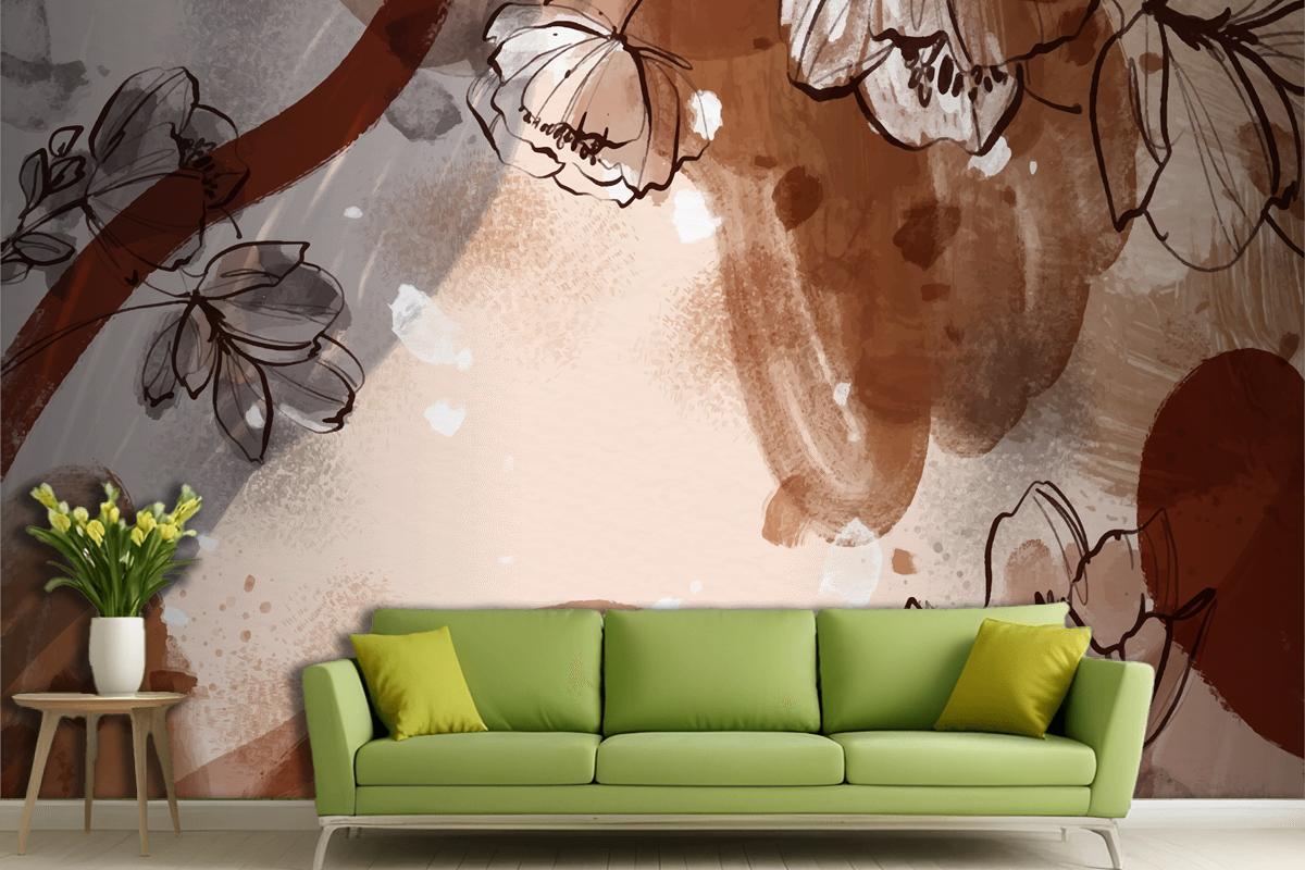 Watercolor Terracotta Background Living Room Wallpaper Mural