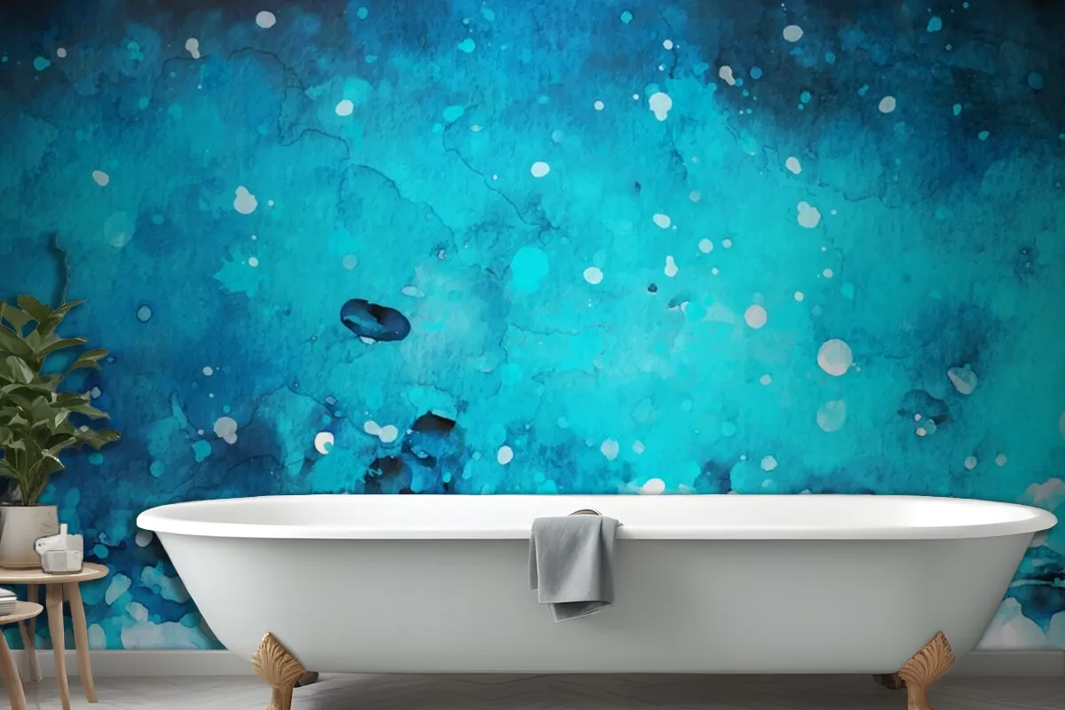 Watercolour Blue Paint Stroke Texture Wallpaper Mural