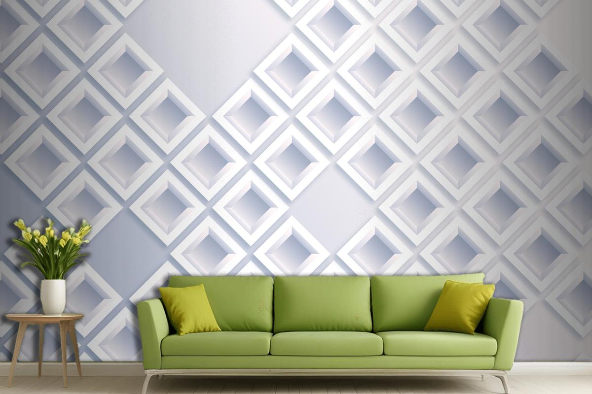 White Abstract 3D Paper Style Living Room Wallpaper Mural