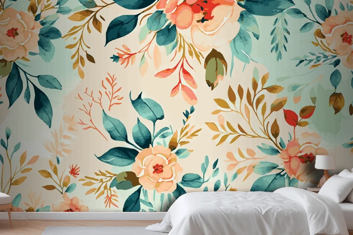 Abstract Floral Art Background Wallpaper Mural