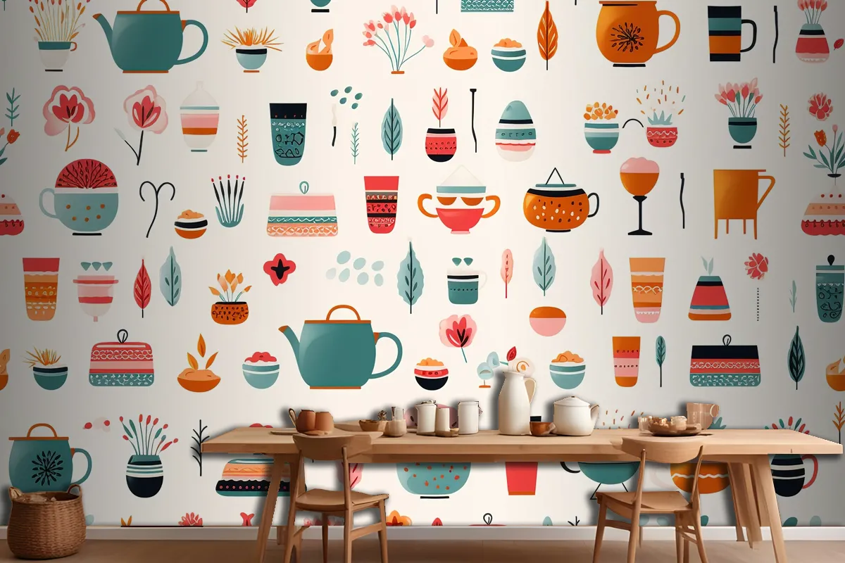 Abstract Floral Composition With Soft Colors Kitchen Wallpaper Mural