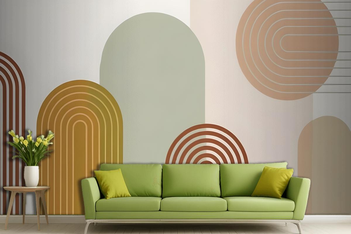 Abstract Geometric Shapes In Earthy Tones Wallpaper Mural